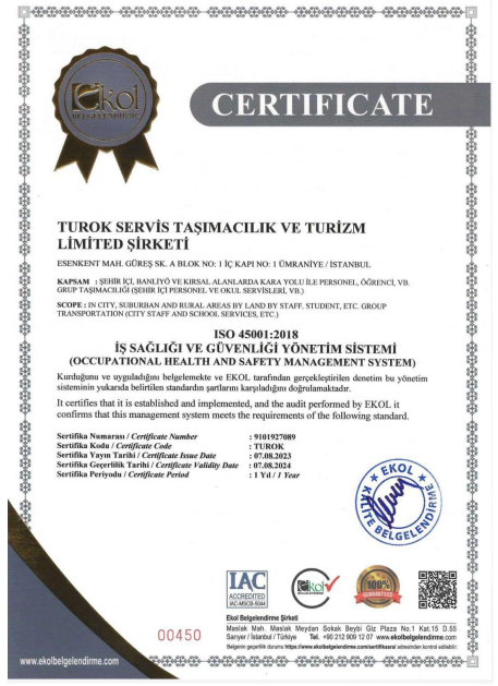 İŞ SAĞLIĞI VE GÜVENLİĞİ YÖNETİM SİSTEMİ ISO 45001:2018